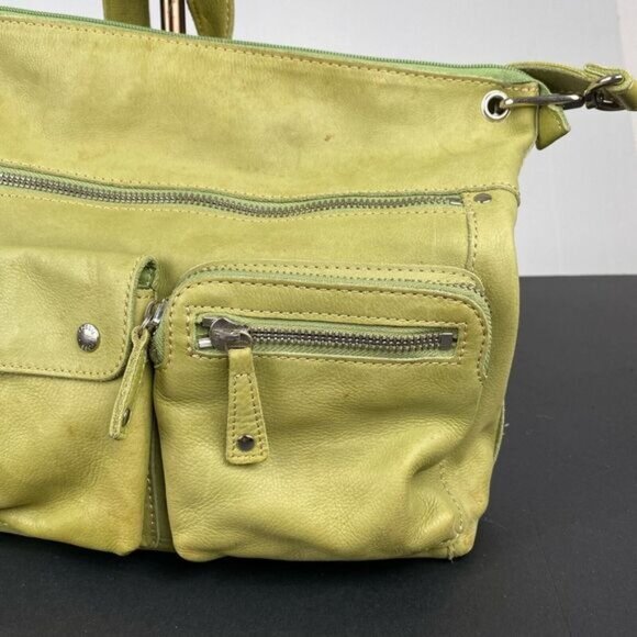 Fossil  green leather Crossbody bag with strap Zipper Pockets inner poccket - Picture 11 of 15